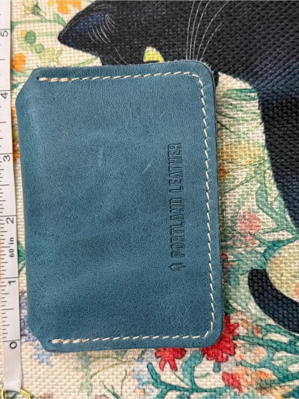 Portland Leather Teal Card Holder with Snap Closure